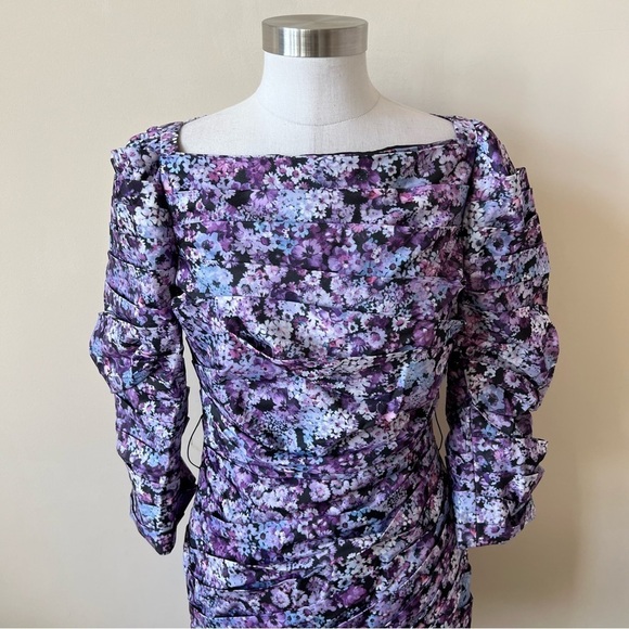 New! ASOS Design Pleated Sqaure Neck gathered Mini Dress 13779 - Picture 6 of 16
